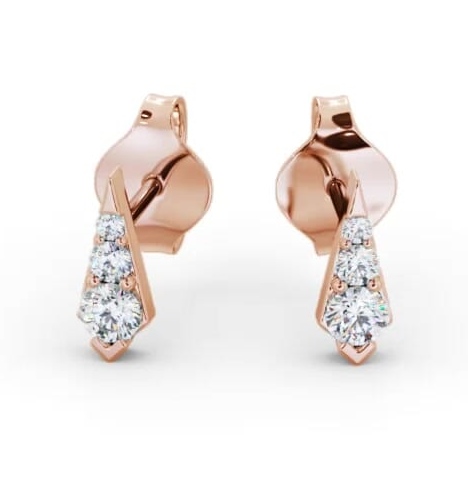 Drop Style Round Diamond Trilogy Earrings 18K Rose Gold ERG144_RG_THUMB2 