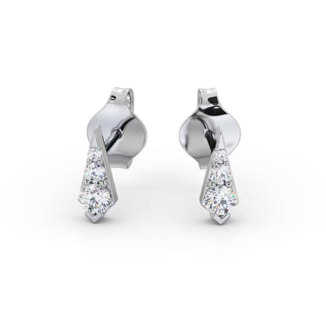 Drop Style Round Diamond Earrings 18K White Gold - Avika ERG144_WG_EAR