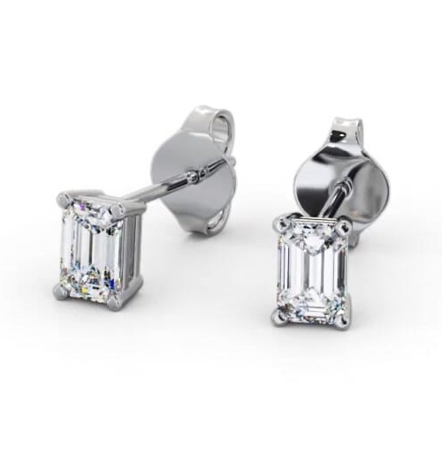 Emerald Diamond Four Claw Stud Earrings 9K White Gold ERG145_WG_THUMB2 