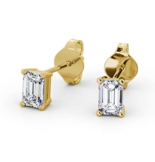 Emerald Diamond Four Claw Stud Earrings 9K Yellow Gold ERG145_YG_THUMB2 