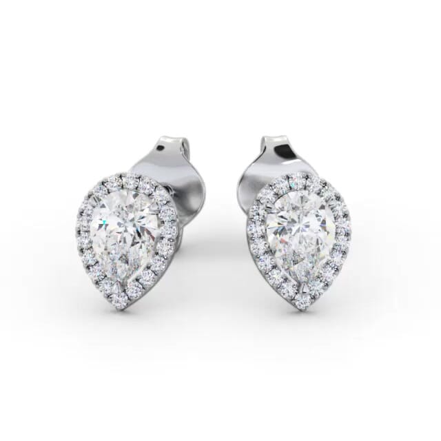 Halo Pear Diamond Earrings 18K White Gold - Nishka ERG147_WG_EAR