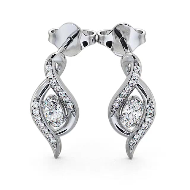 Drop Oval Diamond 0.52ct Earrings 18K White Gold - Kamara ERG14_WG_EAR