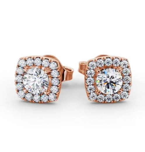 Round Diamond with Cushion Shape Halo Earrings 9K Rose Gold ERG150_RG_THUMB1