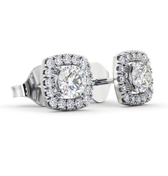 Round Diamond with Cushion Shape Halo Earrings 18K White Gold ERG150_WG_THUMB1 