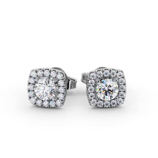 Halo Round Diamond Earrings 18K White Gold - Josie ERG150_WG_EAR