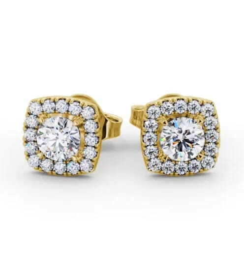 Round Diamond with Cushion Shape Halo Earrings 9K Yellow Gold ERG150_YG_THUMB2 