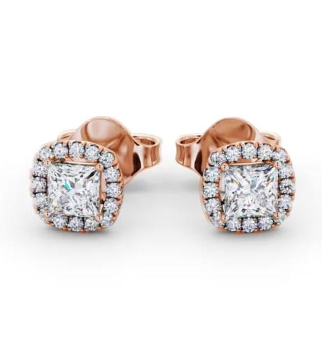 Princess Diamond with Cushion Shape Halo Earrings 18K Rose Gold ERG151_RG_THUMB1