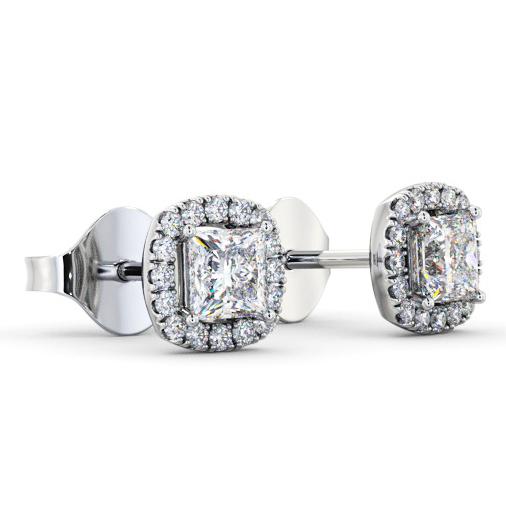 Princess Diamond with Cushion Shape Halo Earrings 18K White Gold ERG151_WG_THUMB1 