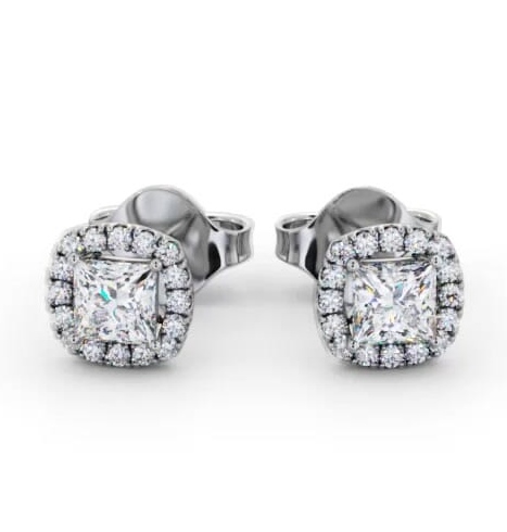 Princess Diamond with Cushion Shape Halo Earrings 18K White Gold ERG151_WG_THUMB2 