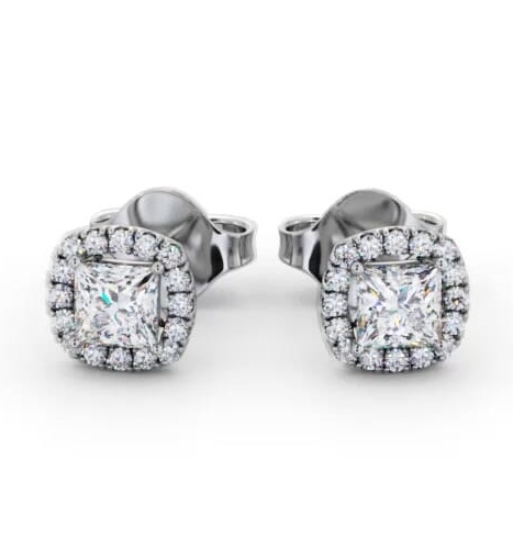Princess Diamond with Cushion Shape Halo Earrings 9K White Gold ERG151_WG_THUMB1