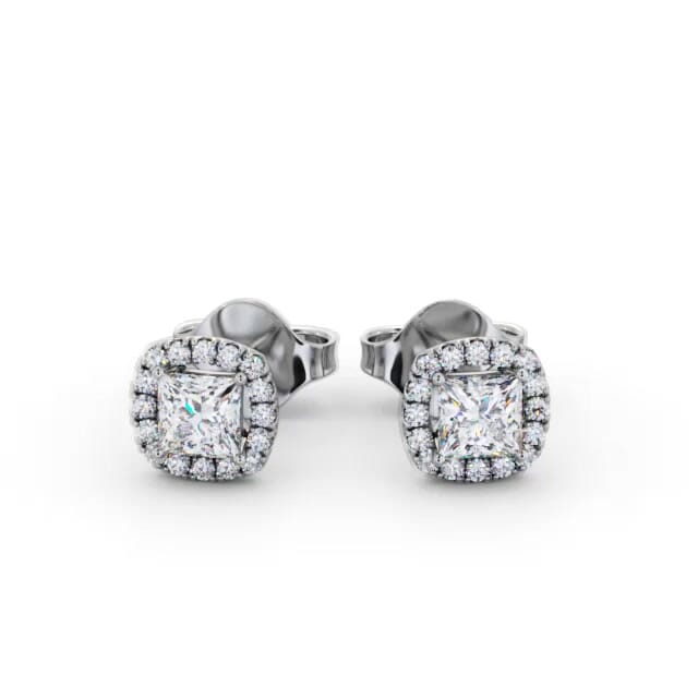 Halo Princess Diamond Earrings 18K White Gold - Eden ERG151_WG_EAR