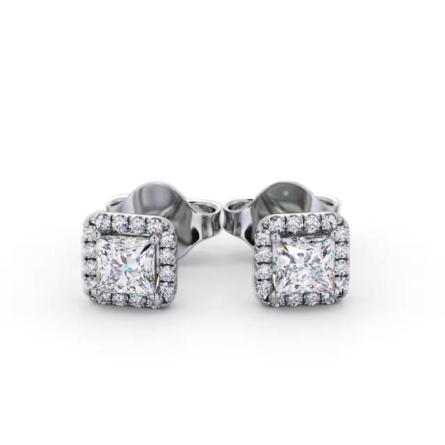 Halo Princess Diamond Earrings 18K White Gold - Evana ERG152_WG_EAR