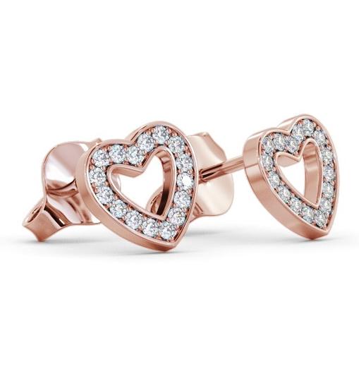 Heart Style Round Diamond Channel Set Earrings 9K Rose Gold ERG153_RG_THUMB1 