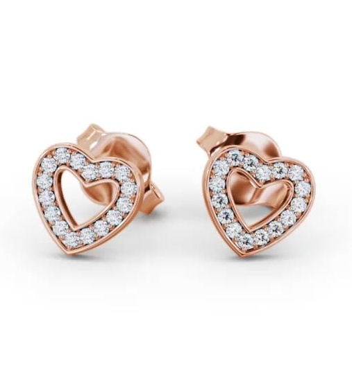 Heart Style Round Diamond Channel Set Earrings 9K Rose Gold ERG153_RG_THUMB1