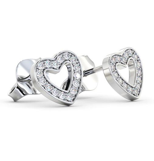 Heart Style Round Diamond Channel Set Earrings 18K White Gold ERG153_WG_THUMB1 