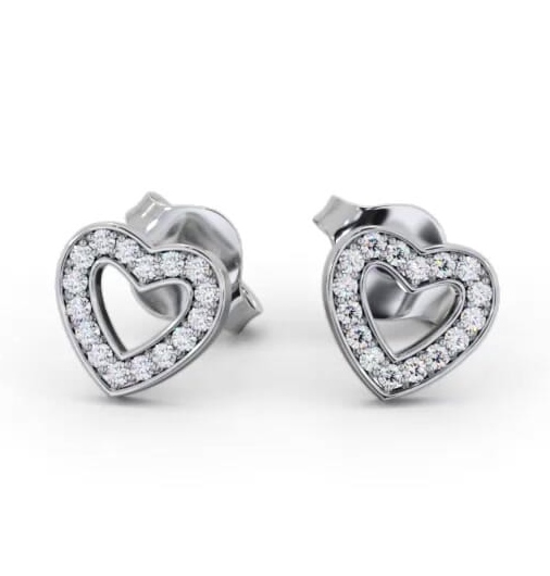 Heart Style Round Diamond Channel Set Earrings 9K White Gold ERG153_WG_THUMB1