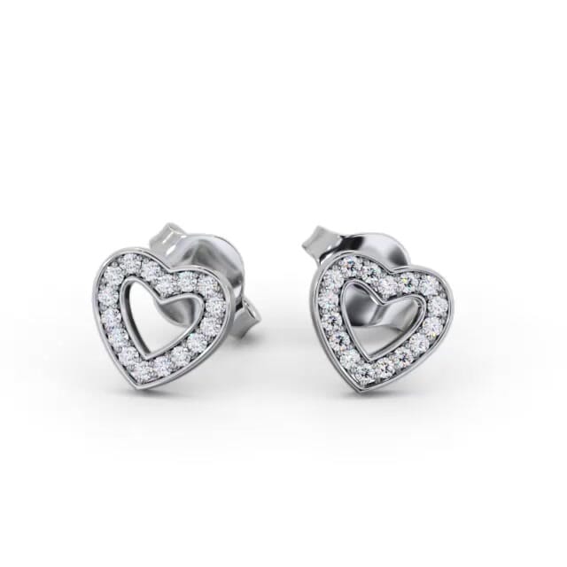Heart Style Round Diamond Earrings 18K White Gold - Angeline ERG153_WG_EAR
