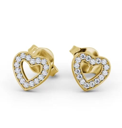 Heart Style Round Diamond Channel Set Earrings 9K Yellow Gold ERG153_YG_THUMB1