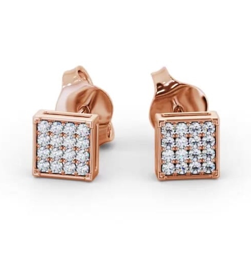 Square Style Round Diamond Cluster Earrings 9K Rose Gold ERG156_RG_THUMB1