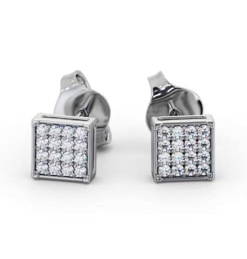Square Style Round Diamond Cluster Earrings 18K White Gold ERG156_WG_THUMB2 