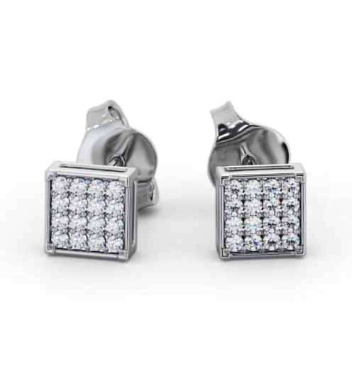 Square Style Round Diamond Cluster Earrings 9K White Gold ERG156_WG_THUMB1