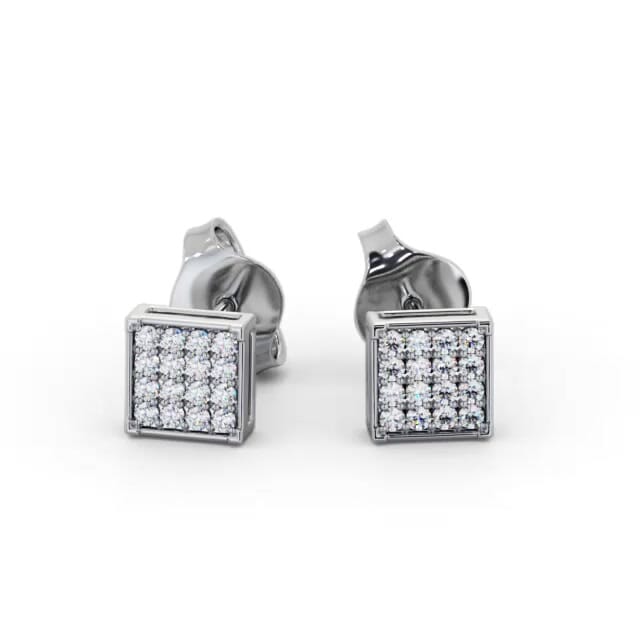 Sqaure Style Round Diamond Earrings 18K White Gold - Liara ERG156_WG_EAR