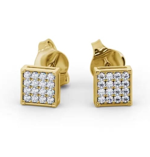 Square Style Round Diamond Cluster Earrings 9K Yellow Gold ERG156_YG_THUMB1