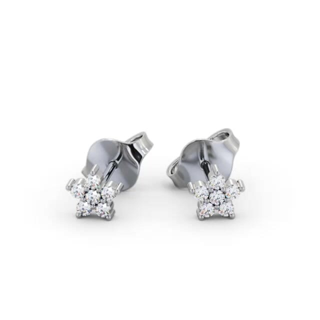 Cluster Style Round Diamond Earrings 18K White Gold - Dreya ERG157_WG_EAR