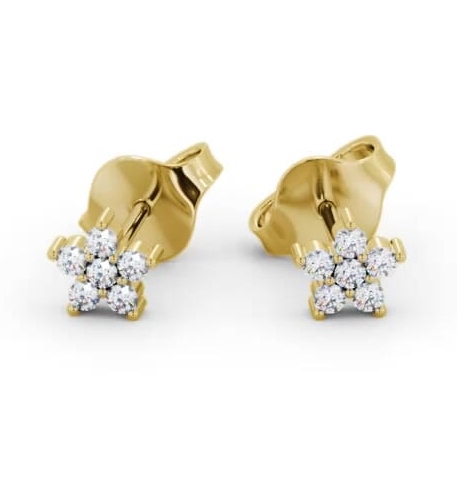 Cluster Style Round Diamond Star Design Earrings 18K Yellow Gold ERG157_YG_THUMB2 