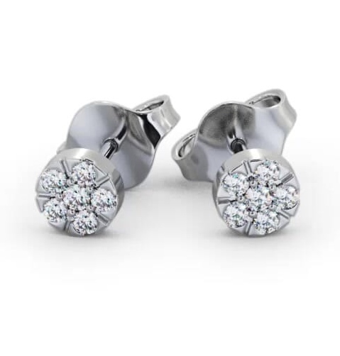Cluster Style Round Diamond Earrings 9K White Gold ERG158_WG_THUMB1