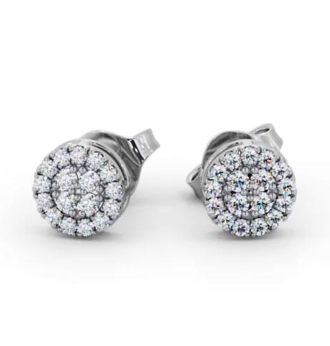 Cluster Style Round Diamond Earrings 18K White Gold ERG159_WG_THUMB1