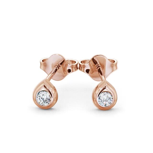 Round Diamond Stud Earrings 18K Rose Gold - Adela ERG15_RG_EAR