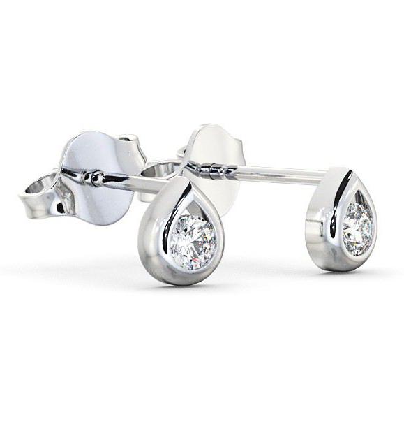 Round Diamond Tear Drop Design Stud Earrings 18K White Gold ERG15_WG_THUMB1 