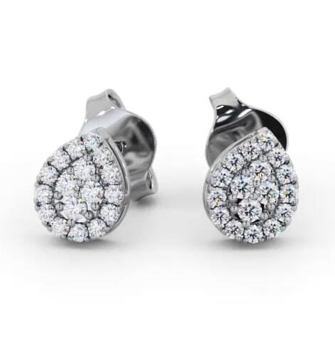 Pear Style Round Diamond Cluster Earrings 9K White Gold ERG160_WG_THUMB2 