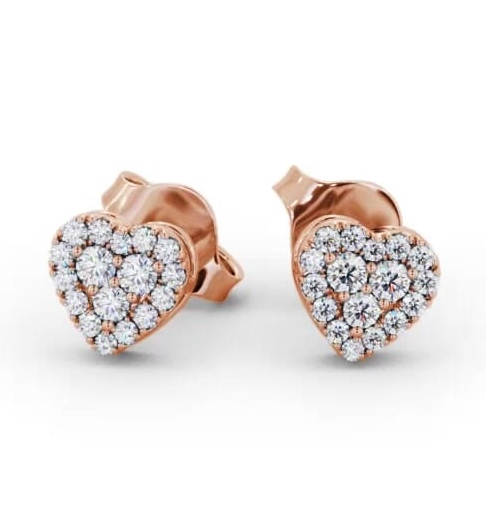 Heart Style Round Diamond Cluster Earrings 9K Rose Gold ERG161_RG_THUMB1