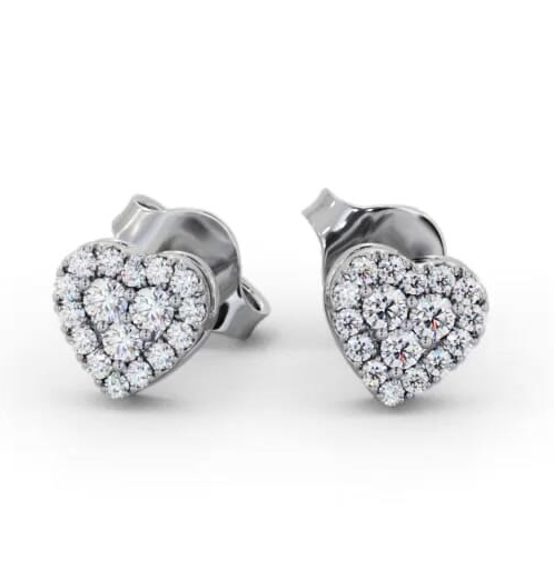Heart Style Round Diamond Cluster Earrings 18K White Gold ERG161_WG_THUMB1