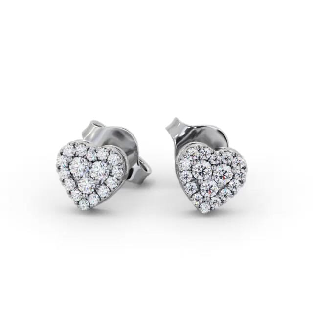 Heart Style Round Diamond Earrings 18K White Gold - Bonnie ERG161_WG_EAR