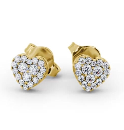 Heart Style Round Diamond Cluster Earrings 9K Yellow Gold ERG161_YG_THUMB1