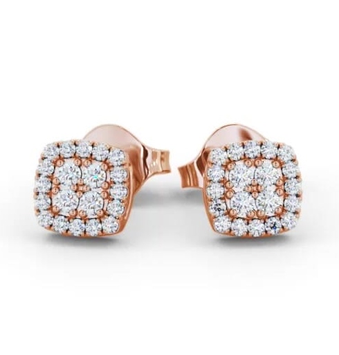 Cushion Style Round Diamond Cluster Earrings 9K Rose Gold ERG162_RG_THUMB1