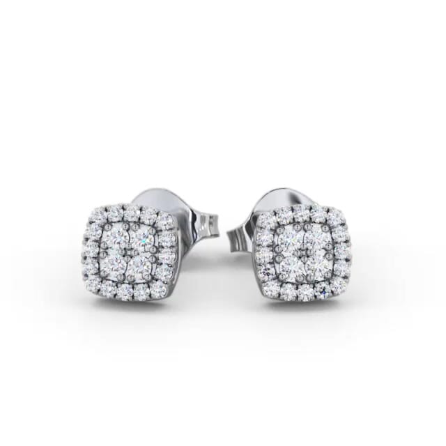 Cushion Style Round Diamond Earrings 18K White Gold - Aubriella ERG162_WG_EAR