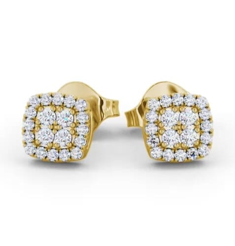 Cushion Style Round Diamond Cluster Earrings 18K Yellow Gold ERG162_YG_THUMB1