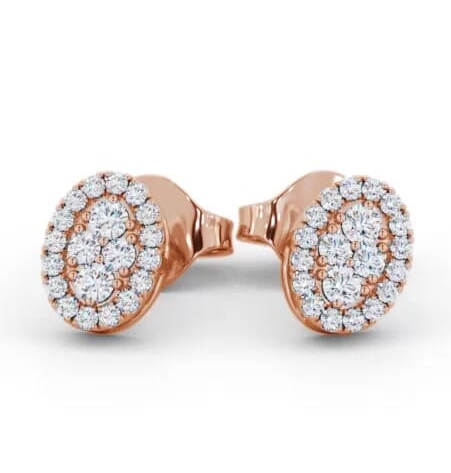 Oval Style Round Diamond Cluster Earrings 9K Rose Gold ERG163_RG_THUMB1