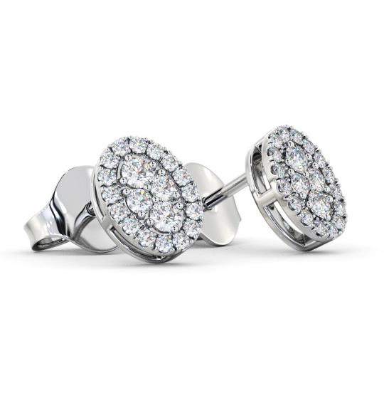 Oval Style Round Diamond Cluster Earrings 18K White Gold ERG163_WG_THUMB1 