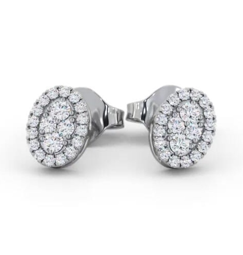 Oval Style Round Diamond Cluster Earrings In Silver ERG163_WG_THUMB2 