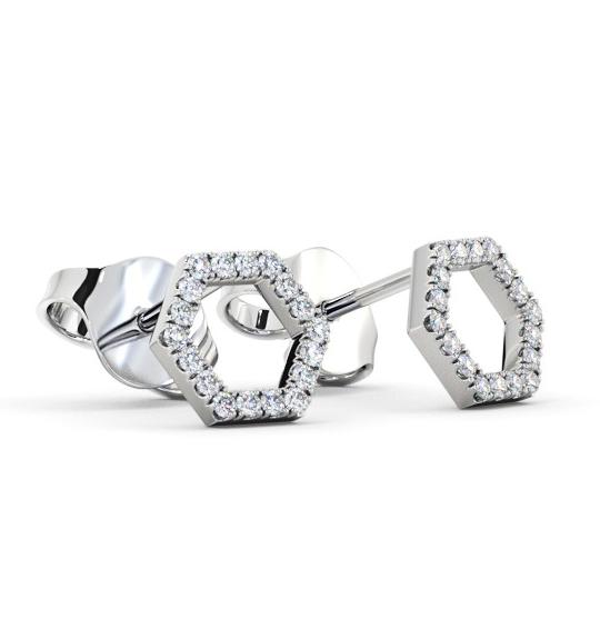 Hex Style Round Diamond Earrings In Silver ERG164_WG_THUMB1 