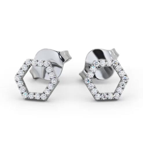 Hex Style Round Diamond Earrings In Silver ERG164_WG_THUMB2 