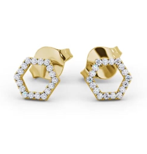 Hex Style Round Diamond Earrings 18K Yellow Gold ERG164_YG_THUMB1