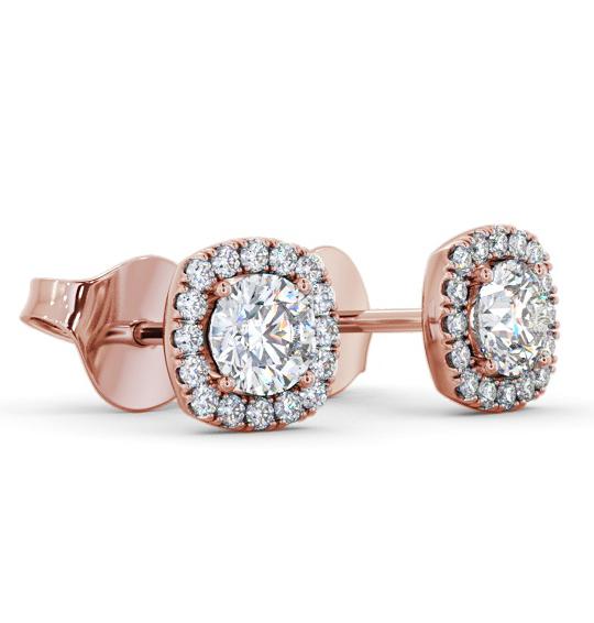 Round Diamond with Cushion Shape Halo Earrings 9K Rose Gold ERG165_RG_THUMB1 