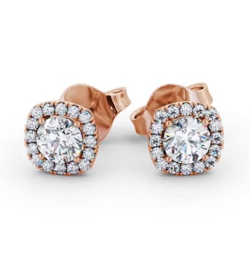 Round Diamond with Cushion Shape Halo Earrings 18K Rose Gold ERG165_RG_THUMB1