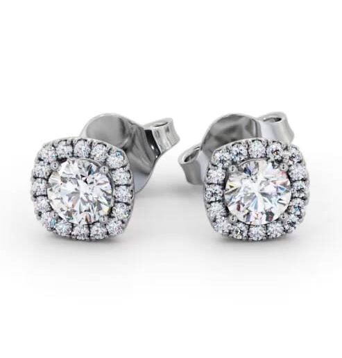 Round Diamond with Cushion Shape Halo Earrings 9K White Gold ERG165_WG_THUMB2 
